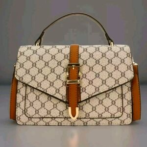 Vintage Style Monogram Flap Buckle Satchel Crossbody Bag